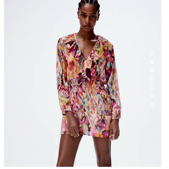 Zara Dresses & Skirts - Zara Groovy Ruffle Abstract Print Mini Dress